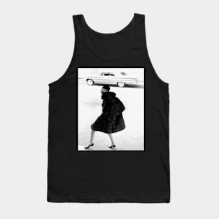 Fashion Girl woman print Car photo print Fashion Minimalist, Black and white modern print Tank Top